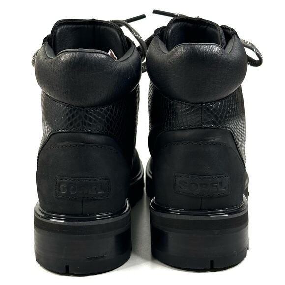 SOREL Lennox Womens Waterproof Black Leather Hiker STKD Boots Size 9 New $190 - Picture 3 of 10